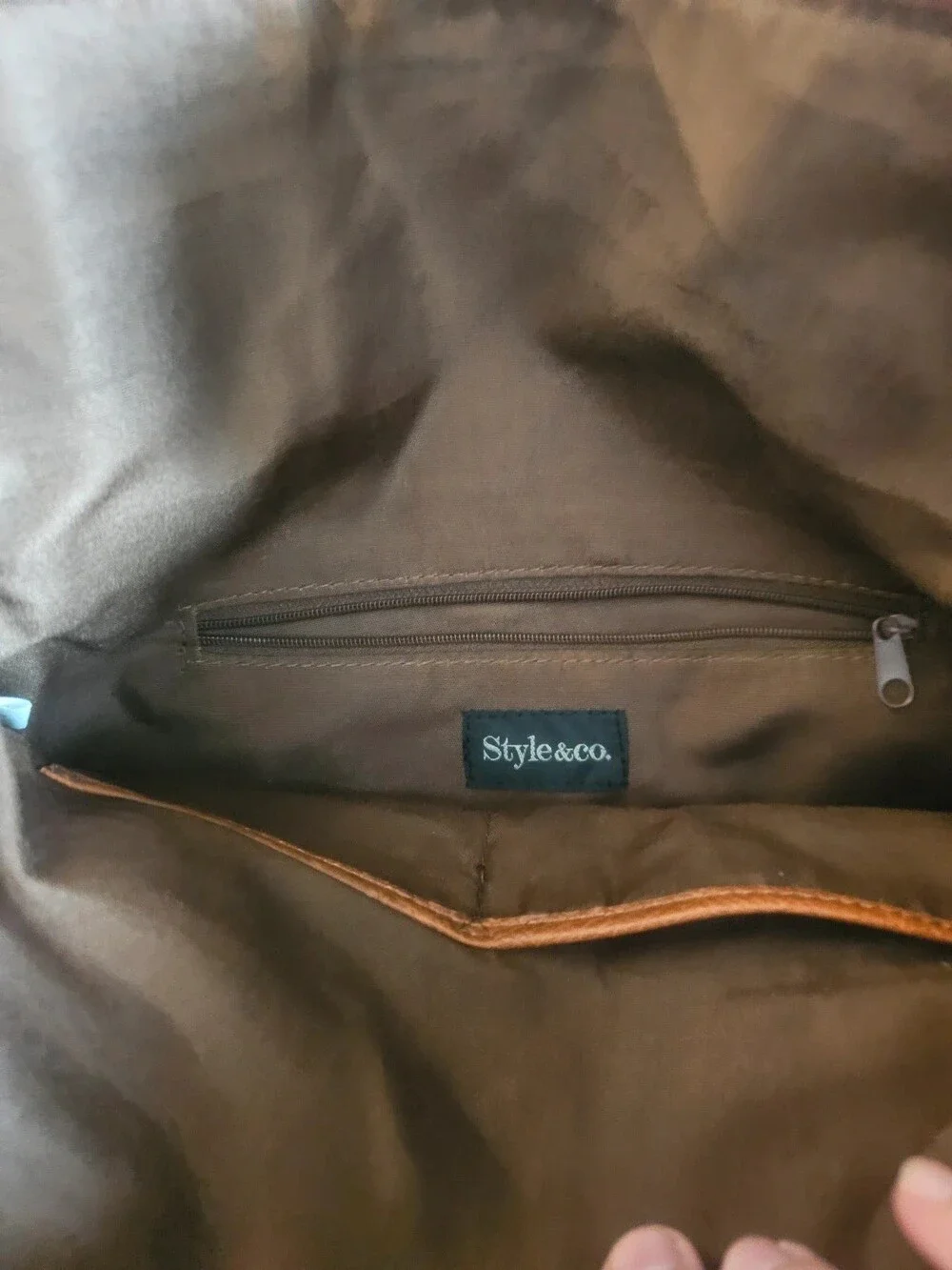 Style & Co Brown Vegan Leather Multi-Pocket Shoulder Bag Crossbody